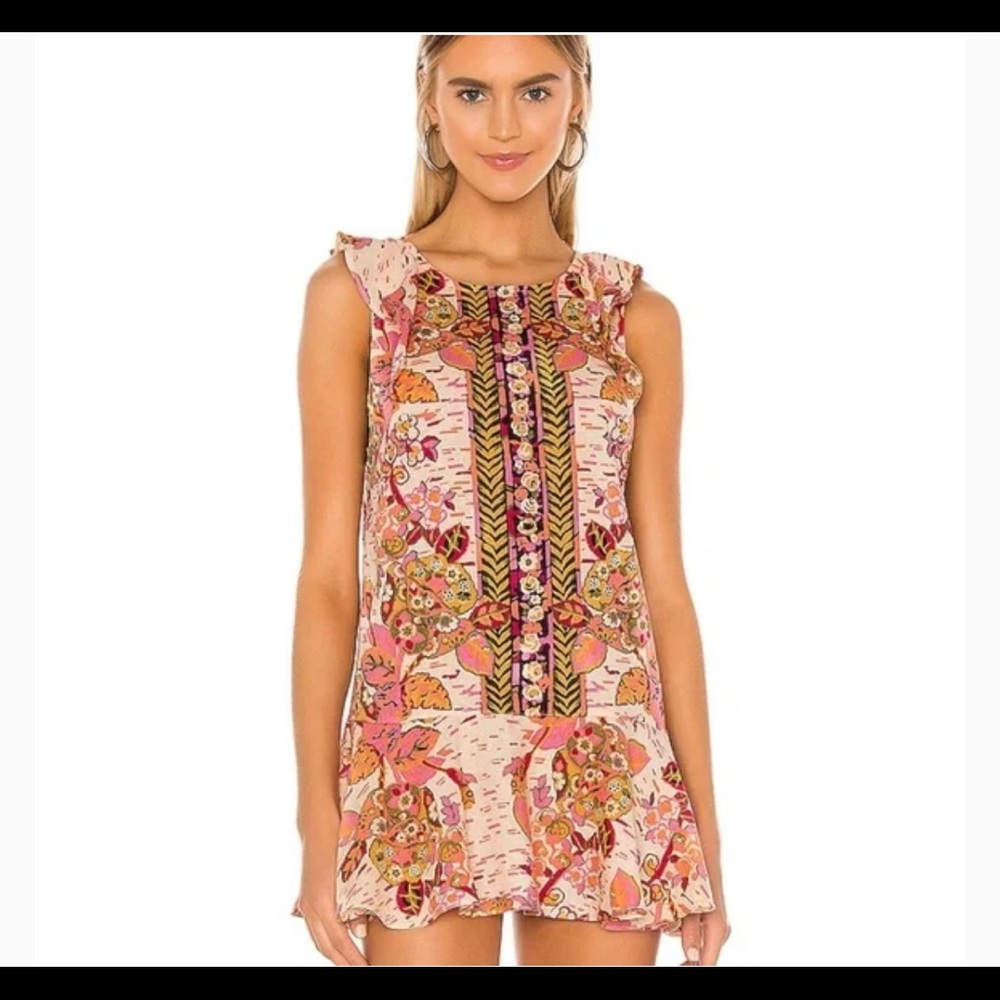 Free People Summer in Tulum Tunic Dress Ruffle